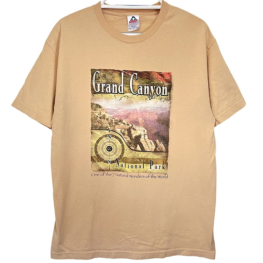 VTG GRAND CANYON DESTINATION SOUVENIR TEE 90s Y2K GRAPHIC T SHIRT TAN LARGE